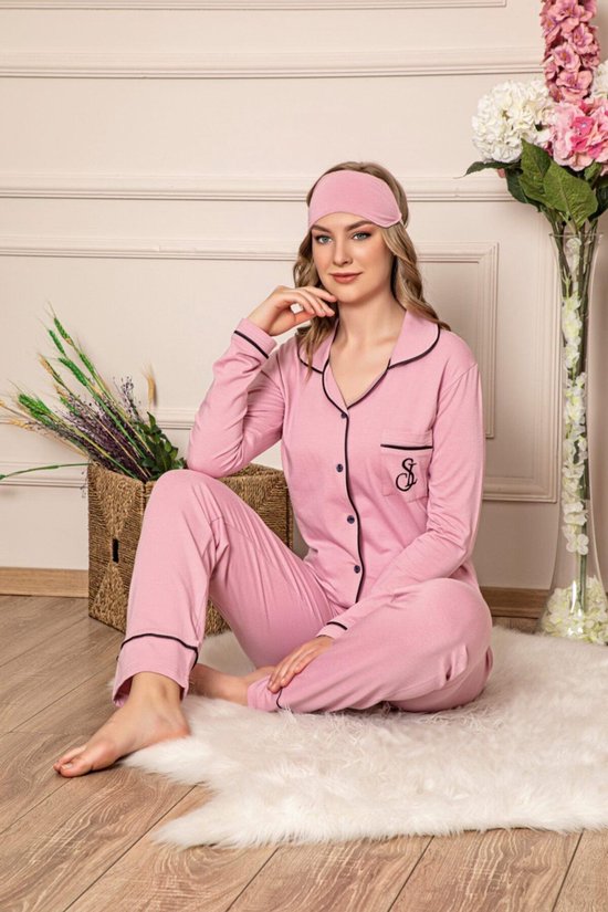 logo Manhattan Shilling Huispak Dames | Pyjama | Roze- 3 delige set | Fluweel | bol.com