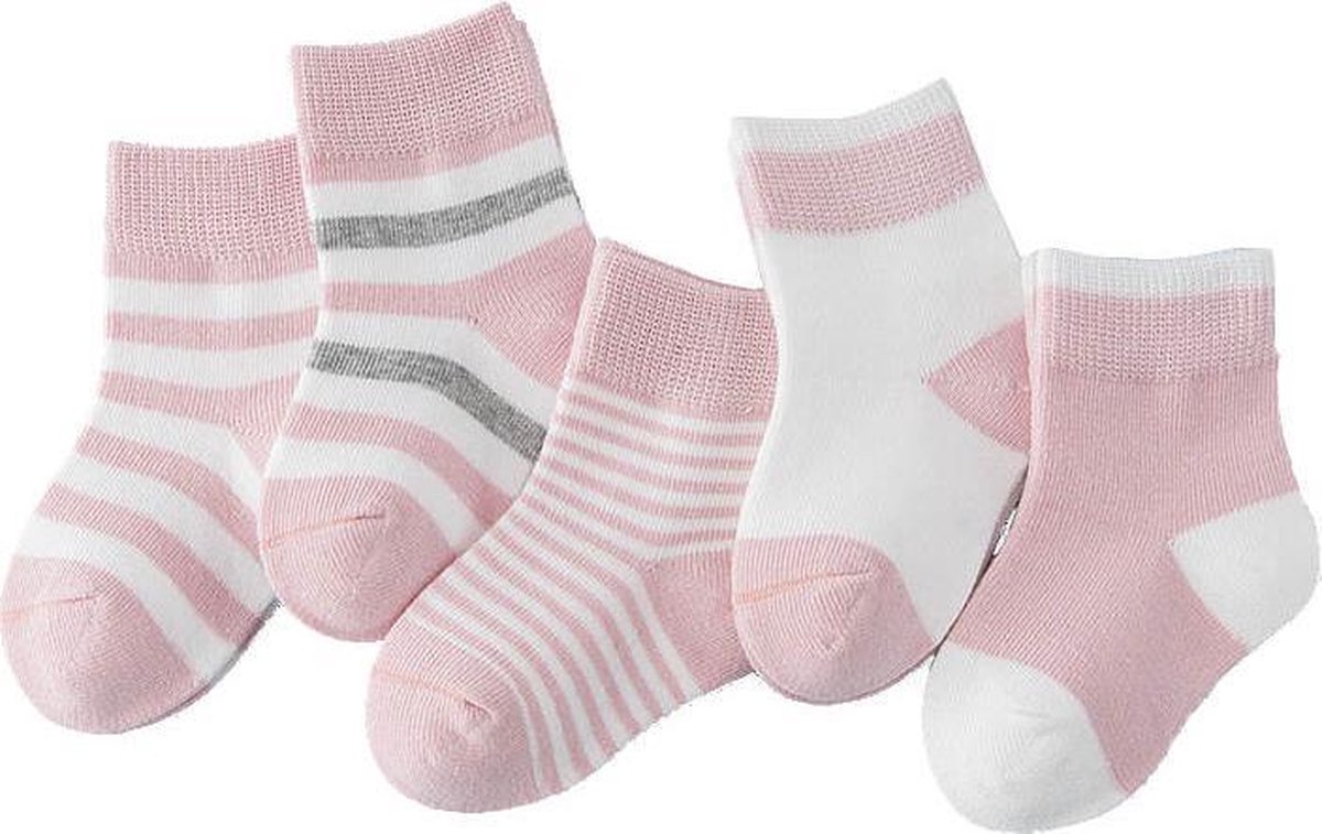 MINIIYOU - 5 pack - baby dreumes sokjes roze strepen (9-18 mnd) - meisjes sokken - Merkloos
