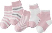 MINIIYOU - 5 pack - baby dreumes sokjes roze strepen (9-18 mnd) - meisjes sokken