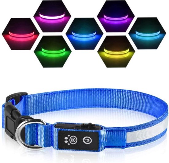 Veranderlijk Konijn Post PcEoTllar LED-lichtgevende halsband Halsband USB oplaadbare waterdichte 7  kleur... | bol.com