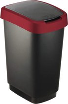 Rotho Eco Twist Vuilnisemmer, 10 liter, 24,8 x 18,1 x 33 cm, zwart/rood, 25 liter