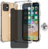 iphone 12 pro max hoesje apple siliconen transparant case – shock proof hoesje voor iphone 12 pro max geschikt voor magsafe met glas privacy screenprotector