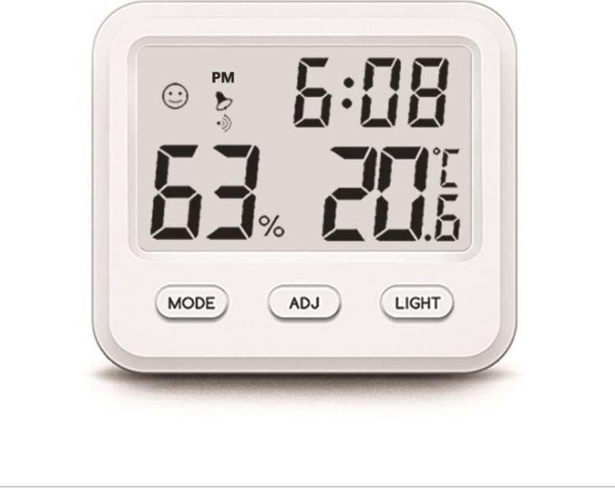 Smartzo CH-915 Hygrometer Digitaal - Voor binnen - Incl. vochtigheidsmeter - Wit - Incl. AAA-batterij