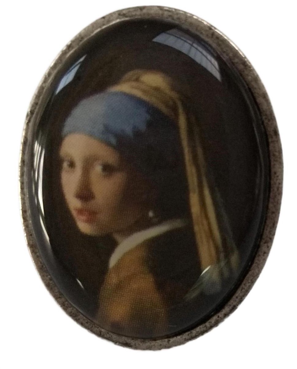 Zeeuws Meisje - Ring verzilverd- Ovaal - Meisje Parel Vermeer- one size, past altijd