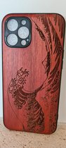 Bamboesjes Houten Telefoonhoesje Iphone 12 Pro Max met gravure van de Golf van Kanagawa