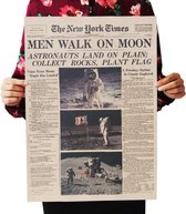 Kwalitatieve Poster NYT - Kaart - Maanlanding - New York Times Vintage Poster Kraft Papier Retro Kamer Decoratie 51 x 36 cm - Muurdecoratie - Uniek - Maanlanding