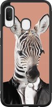 Samsung Galaxy A20e hoesje - Baby zebra - Hard Case - Zwart - Backcover - Print / Illustratie - Roze