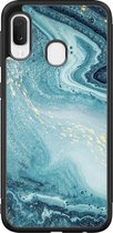 Leuke Telefoonhoesjes - Hoesje geschikt voor Samsung Galaxy A20e - Marmer blauw - Backcover zwart - Marmer - Blauw