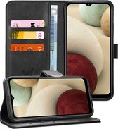 Samsung Galaxy A12 Hoesje - Book Case Leer Wallet Cover Portemonnee Pasjeshouder Hoes Zwart