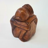 Yoko - houten vriendschapsbeeld - Liefdesbeeldje - Warme Knuffel beeld - 15cm