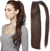 Paardenstaart bruin 60cm 100%Echt haar ponytail ,dik&vol,beste kwaliteit