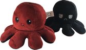 Knuffelz - Octopus Knuffel Mood - Rood/Zwart - Premium Kwaliteit - Omkeerbaar - Plush - Reversible - Emotie - Tiktok