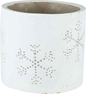 Bloempot voor Binnen - Plantenbak - Plantenpot - ⌀11x11xh10,5cm - Cilindrisch Cement - Snowflake Wit