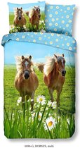 Good Morning Horses - Dekbedovertrek - Eenpersoons - 140x200/220 cm + 1 kussensloop 60x70 cm - Multi kleur