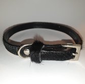 Lederen halsband voor de hond bewerkt met stof 26-29 cm voor kleine hondjes