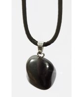 leren ketting met amethist druppelhanger