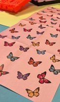 Vel (geen rol) inpakpapier - 31 cm x 69 cm - Butterfly Pink - Liefde - Dieren - Cadeau - Vrolijk - Vlinder