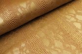Snakeskin Goud / Gold - Snakeskin - Similicuir - 100% étanche - tapisserie d'ameublement - sacs - Décoration murale - Impression 3D - Remise - op rol - au mètre