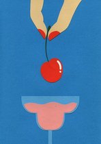 Fruit Poster - Kers in Drankje - Wandposter 60 x 40 cm