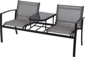 MaxxGarden Luxe tuinbank - ingebouw tafeltje - staal - 145x59x74 cm - Grijs