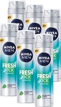 NIVEA MEN Fresh Kick Scheergel - 6 x 200 ml - voordeelverpakking