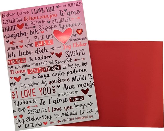 Valentijnskaart “I love you” 18,5 x 26,5 cm