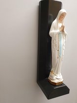 Onze Lieve Vrouw Banneux - gips beeld 23 cm op houten console