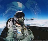 Schilderij F-16 piloot in formatie - Plexiglas - Koninklijke Luchtmacht - 100 x 80 cm