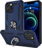 iPhone 12 Pro Max Hoesje Blauw - Anti-Shock Hybrid Armor met Kickstand Ring