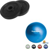 Tunturi - Fitness Set - Halterschijven 2 x 2,5 kg - Gymball Blauw 90 cm