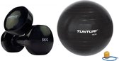 Tunturi - Fitness Set - Vinyl Dumbbell 2 x 5 kg  - Gymball Zwart 75 cm