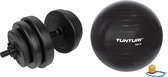 Tunturi - Fitness Set - Vinyl Halterset 15 kg  - Gymball Zwart 90 cm