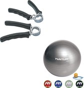 Tunturi - Fitness Set - Knijphalters 2 stuks - Gymball Zilver 75 cm