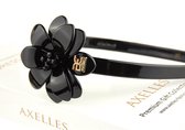 Luxe haarband (sierband) 3D-bloem in-geschenkdoos, zwart.