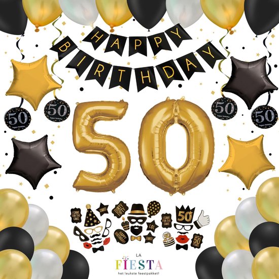 50 Jaar - Goud - Sarah/Abraham - Verjaardag Versiering - Ballonnen - 50 Jaar...  | bol.com
