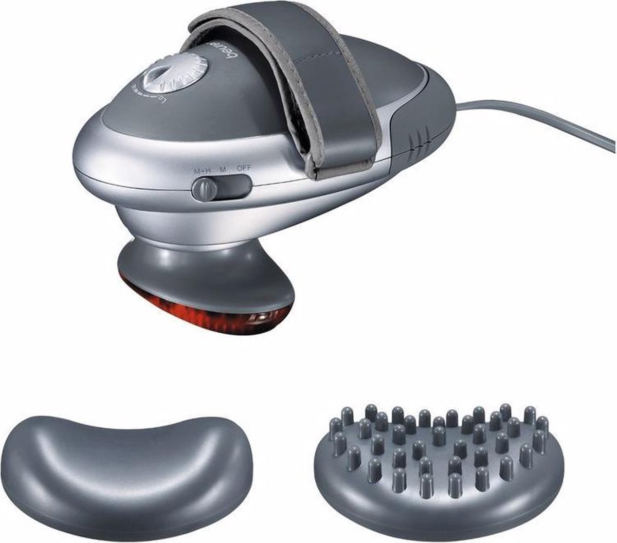 Afbeelding 2 van Beurer MG 70 Massageapparaat - Infrarood verwarming - Klopmassage - 2 Opzetstukken - Handgreep afneembaar - 3 Jaar garantie - Grijs