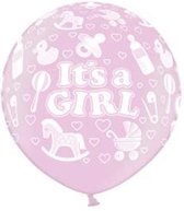 Metallic Ballonnen Roze its a Girl, 6 stuks, Geboorte, Meisje, Babyshower