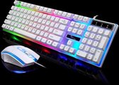 ZGB G21 1600 DPI Professional Wired Colorful Backlight Mechanical Feel Suspension-toetsenbord + optische muisset voor laptop, pc (wit)