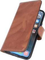 Bestcases Krasvrij Handmade Leer Booktype Hoesje - Portemonnee Wallet Case - Lederen Telefoonhoesje iPhone 12 - iPhone 12 Pro - Bruin