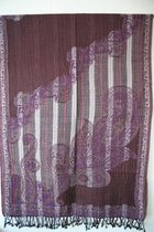 1001musthaves.com Wollen dames sjaal chocolade bruin met paars 70 x 200 cm