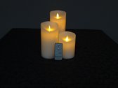 LED Wax kaarsen set wit met vlam effect en afstandsbediening - voor binnen - B - Ø 9cm