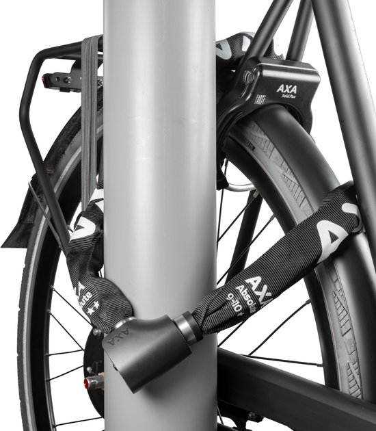 AXA Absolute 9-110 ART 2 Kettingslot – Fietsslot met keurmerk – Sterk slot met stalen ketting – Voor elektrische fiets, fatbike en bakfiets - Inclusief sleutelservice – 110 cm
