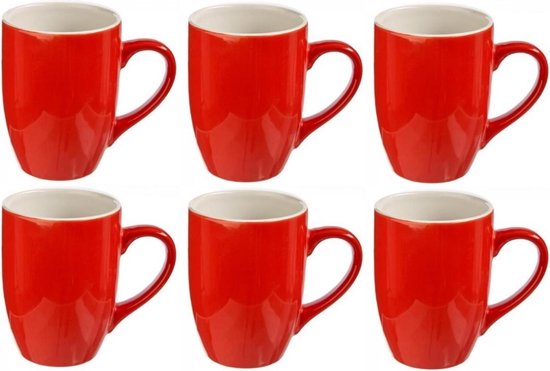 Secret de Gourmet koffie mokken, rood, 360 ml, 6 stuks | bol.com