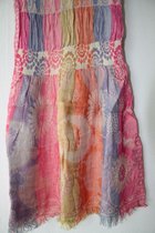 1001musthaves.com Dames sjaal met florale motieven lila roze turkoois 50 x 180 cm