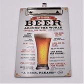 Spreukbord Hout Tekstbord 15.50 x 23 cm Wandbord Wanddecoratie Schrijfkaft  Order A Beer Around The World Cadeau Geschenk Woonkamer Spreukborden Muur Decoratie Tekst Wandborden Decoratie Gesc