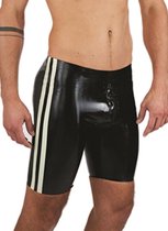 Mister B rubber fucker shorts zwart met witte bies xl