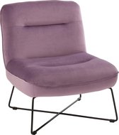 Trendy lounge - Fauteuil - textiel zit - lila paars - metalen kruisframe