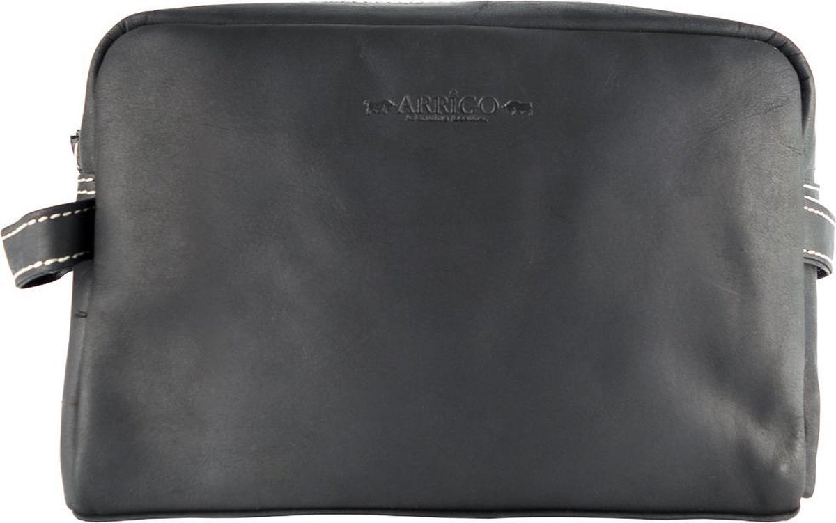 Toilettas Heren Zwart Leer – Toilettas Dames Zwart Leer – Jongens Toilettas – Make Up Tas – Beauty Case