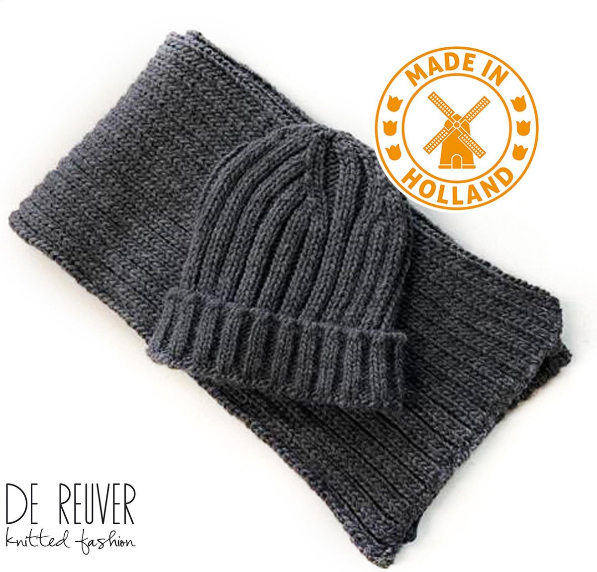 De Reuver Knitted Fashion HEREN SJAAL MUTS 100% NED. (227)
