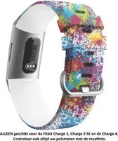Siliconen Bandje geschikt voor Fitbit Charge 3 / Charge 3 SE / Charge 4 met artistiek verfspetter patroon – spatter patern smartwatch strap - Polsbandje